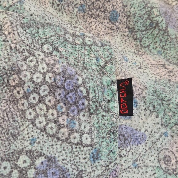 Vintage 90s Gotcha Button Down Shirt Purple Green Abstract Floral Skater Medium - Picture 6 of 14